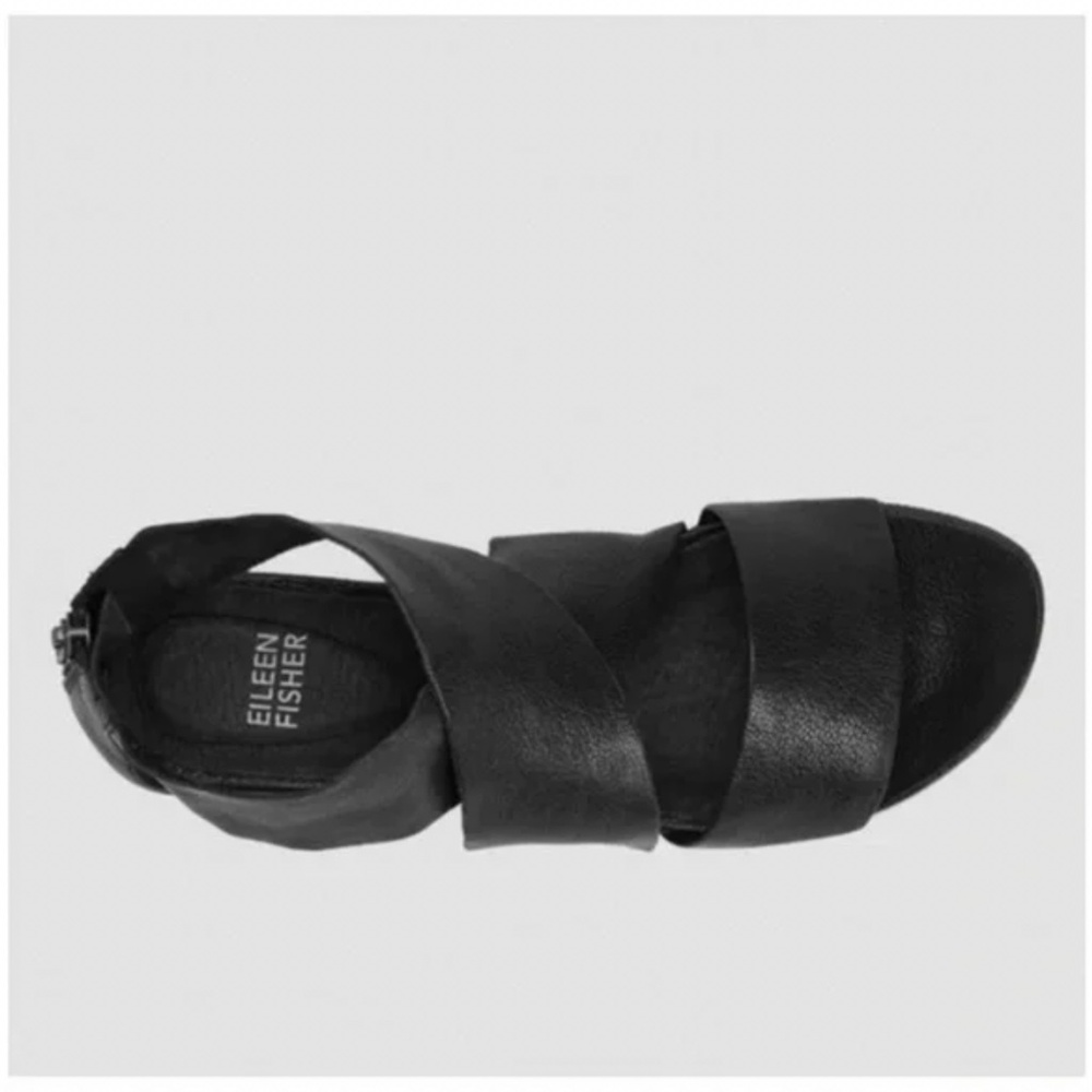 EILEEN FISHER Sport Tumbled Leather Sneaker Sandal Black Women’s Size 8 - Picture 3 of 7